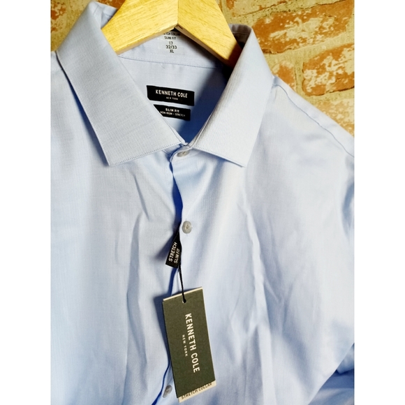 Kenneth Cole Slim Fit Stretch Non-Iron Dress Shirt - Picture 7 of 11